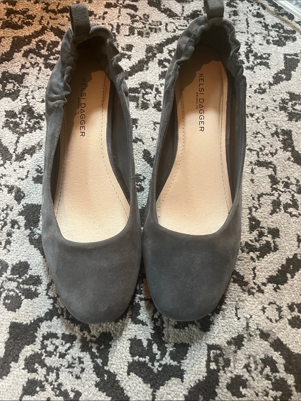 Gray suede Kelsi Dagger heels